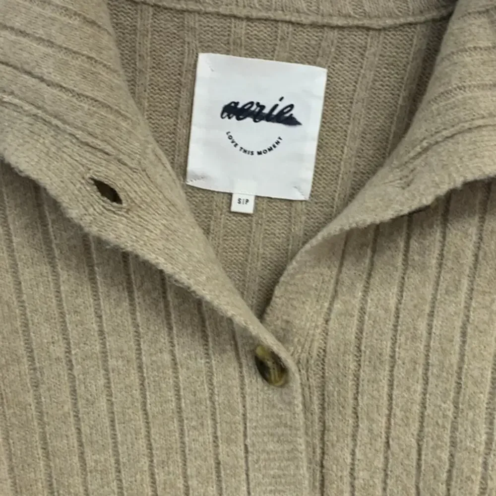 New Aerie Womens Small Long Sleeve Button Up Ribbed High Neck Cardigan Sweater